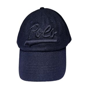 Polo Ralph Lauren Wool Blend Script Leather Strap Ball Cap Hat